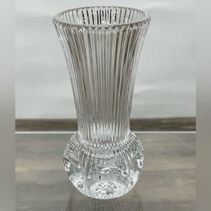 Fostoria Melissa Bud Vase Lead Crystal‎ Ribbed Concave Thumb Print 4.75" Vintage